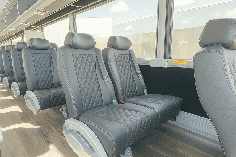 interior of Lewisville Coach Bus Service charter bus